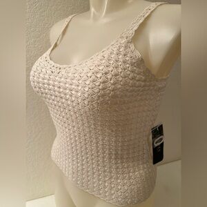NWT Ralph Lauren Crochet Camisole Tank Top Silk Cotton Blend Pearl Ivory Cream
